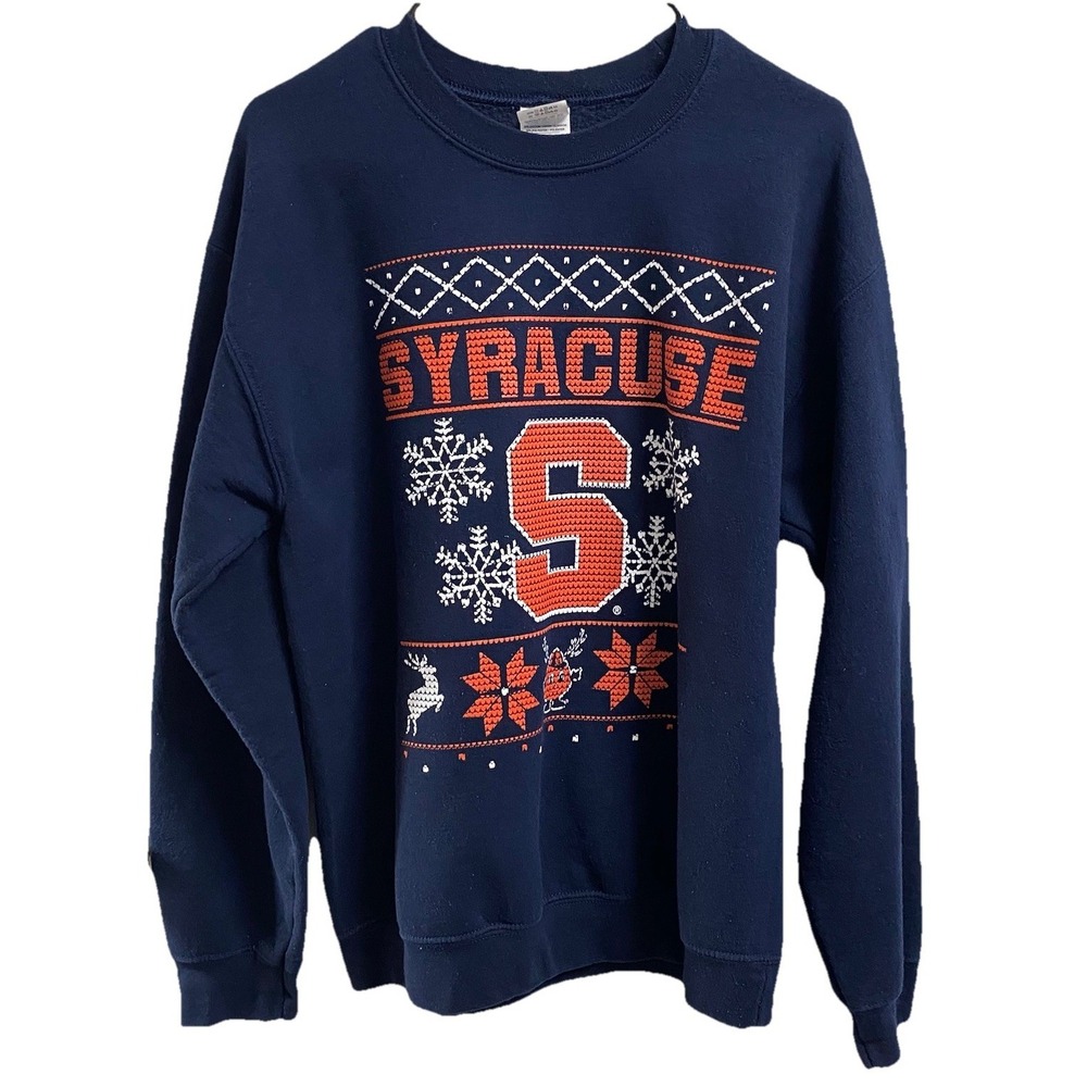 Syracuse University Orange Women NCAA Christmas Winter Sweatshirt Blue/Orange M